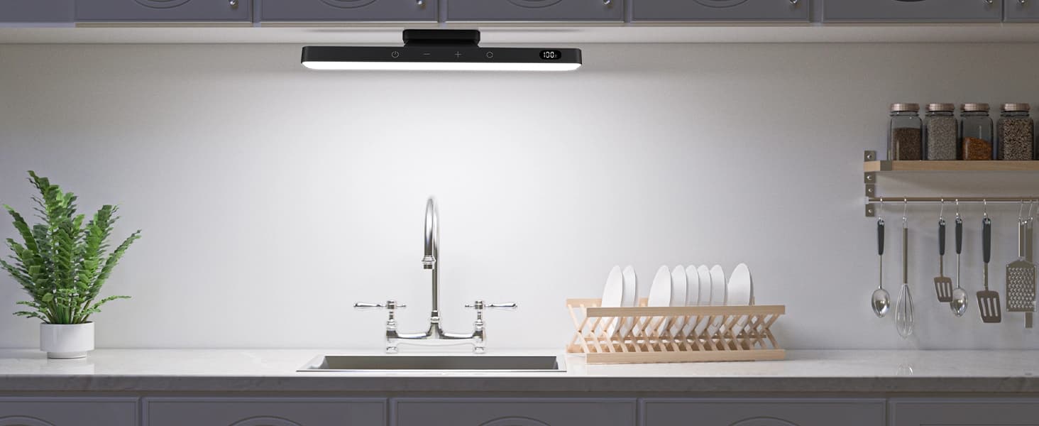 Lampka LED z magnetycznym uchwytem z wbudowaną baterią 2500mAh, do garderoby, do sypialni do czytania, do łazienki z możliwością ładowania USB-C