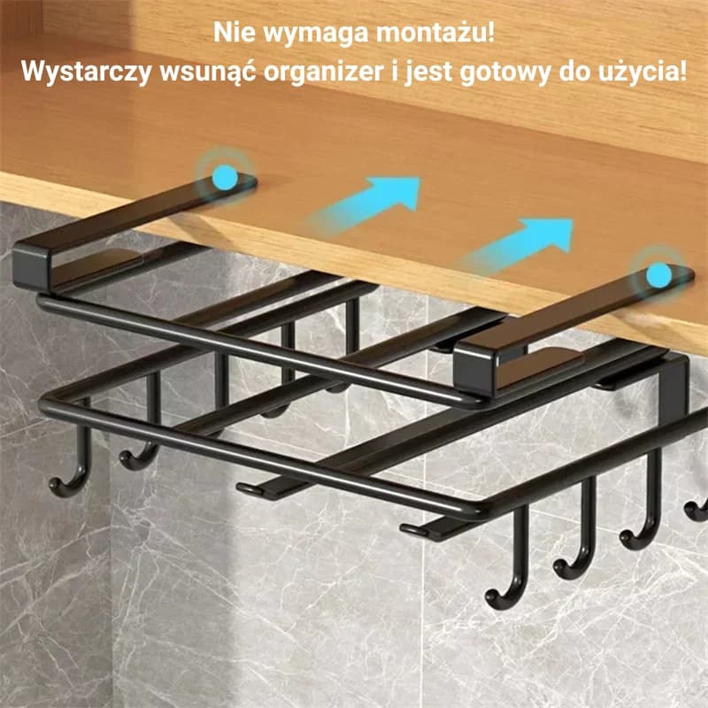 Wieszak, organizer na deskę, ręczniki kuchenne z haczykami pod szafką