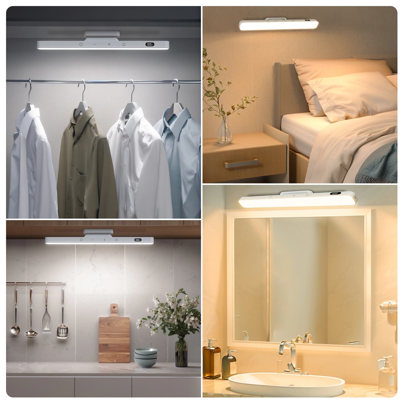 Lampka LED z magnetycznym uchwytem z wbudowaną baterią 2500mAh, do garderoby, do sypialni do czytania, do łazienki z możliwością ładowania USB-C