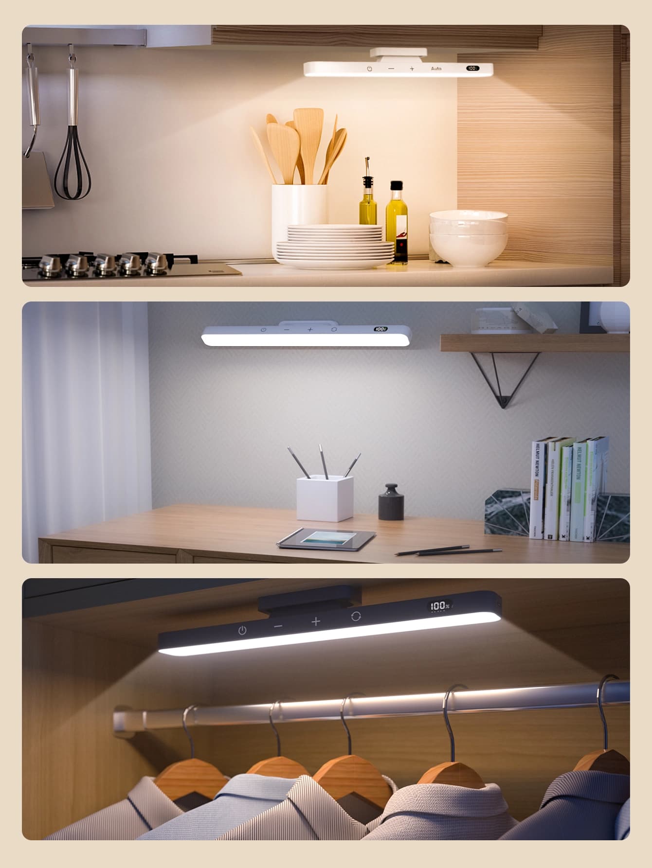 Lampka LED z magnetycznym uchwytem z wbudowaną baterią 2500mAh, do garderoby, do sypialni do czytania, do łazienki z możliwością ładowania USB-C