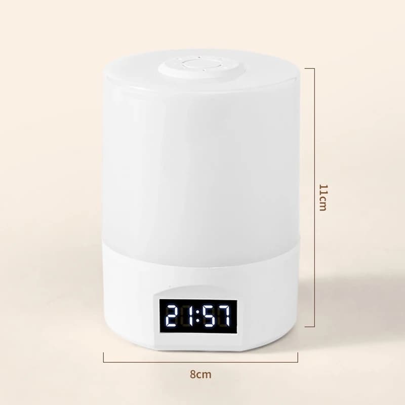 Lampka nocna z zegarem, lampka nocna do sypialni, dotykowa lampka do karmienia dziecka i ochrony oczu, ładowanie USB